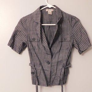 Charcoal and White Stripe Tie Button-Up